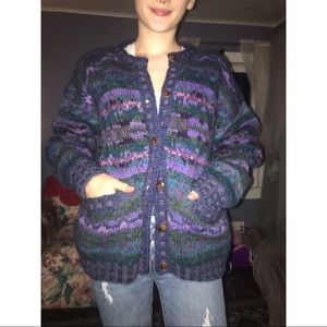 Purple Striped Wool Sweater